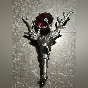 Women’s Vintage Mizpah Stag Amethyst Rhinestone Brooch Pin